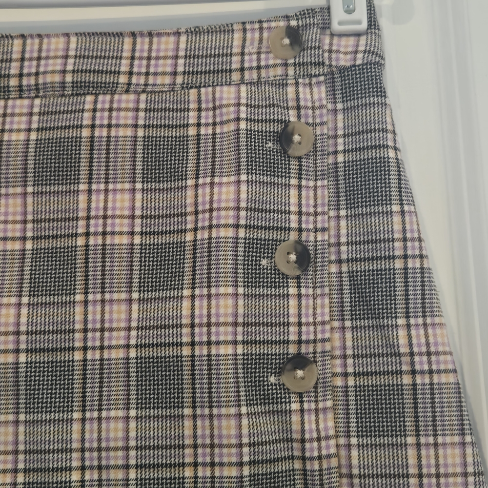Colorful Planet Plaid Wrap Skort Mini Pink Gray Black | Size 14/16 (XL) - Picture 4 of 5